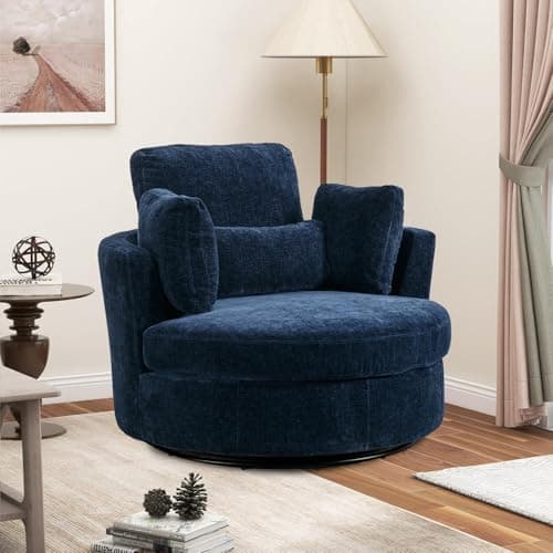 Oversized Swivel Accent Chair for Living Room Bedroom Hotel Office - Beige Boucle