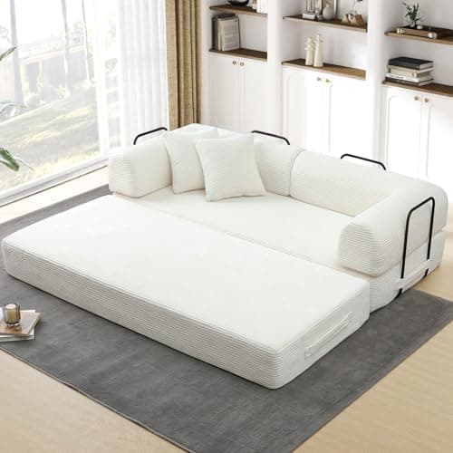 JEEOHEY Convertible Sofa Bed, Queen Size Memory Foam Couch for Living Room & Bedroom, Black