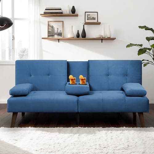JAMFLY Futon Couch Sofa Bed for Small Spaces (Dark Gray)