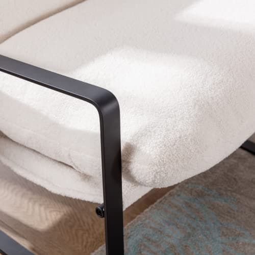 Set of 2 Mid-Century Accent Chairs in White Sherpa Fabric for Living Room Bedroom