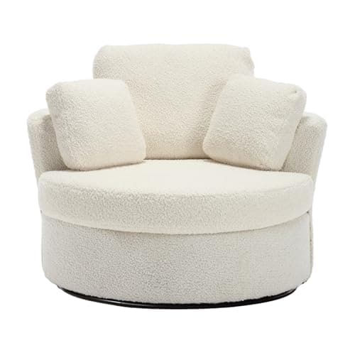 Modern Oversized Swivel Barrel Chair with Pillows for Living Room, Nursery, Bedroom, and Office – Black