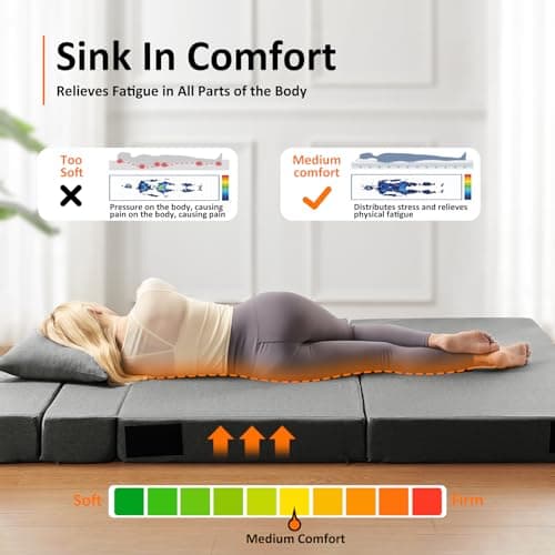 JKMAX Dark Grey Queen Size 4-in-1 Sleeper Chair Bed - Memory Foam Futon Couch