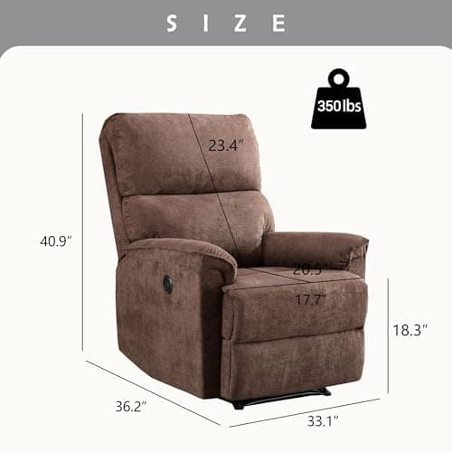 Electric Recliner Chair for Elderly Living Room with USB Port and Breathable Fabric