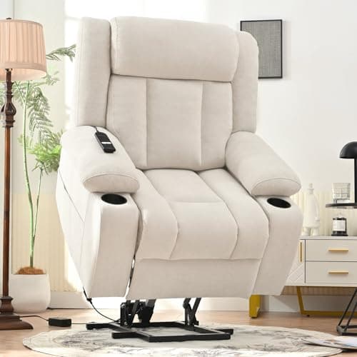 Modern Elderly Power Lift Chair Recliners Leathaire Electric Lift Recliner Chair with Side Pocket for Living Room and Bedroom (Light Gray)