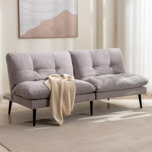 Modern Grey Splitback Futon Sofa Bed with Adjustable Backrest