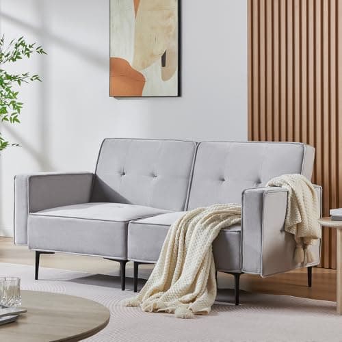 67" Sleep Loverseat with Adjustable Back, Soft Fleece Fabric, White