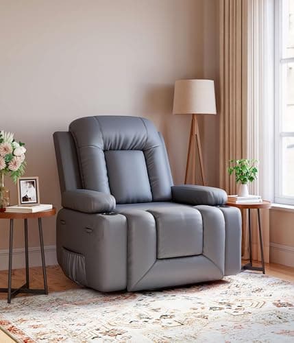 Elderly Electric Lift Recliner with Heat & Massage, Wide Seat, Faux PU Leather