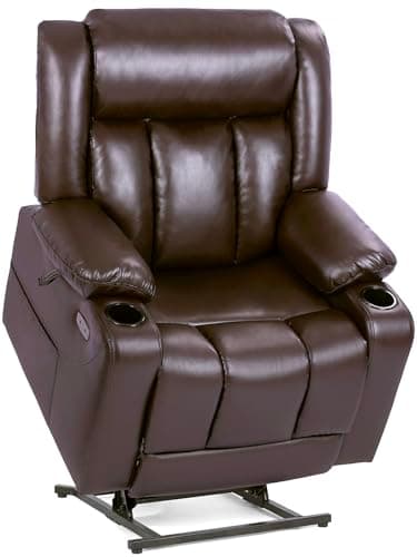 Heavy Duty Dual Motor Oversized Power Lift Recliner Chair for Elderly, Cream White
| 400lbs Capacity Leather Recliner with Massage and Heat for Elderly, Cream White
| Big and Tall Lay Flat Lift Chair with Cup Holders, Dual Motor Power Recliner for E