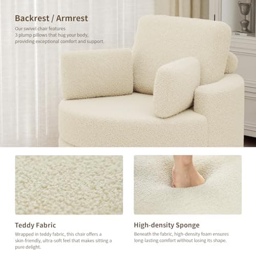 Single Swivel Chair with Ottoman for Living Room
