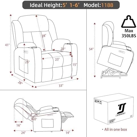 Power Lift Recliner Chair for Elderly with Massage and Heat, Reclining Sofa Chair with USB & Type-C Ports and Cup Holders, L1188(Brown)