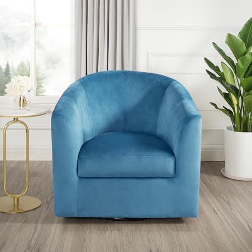 Ariana Turquoise Microfiber 360 Swivel Barrel Chair for Living Room