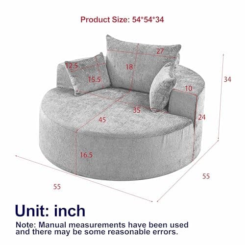 JEEOHEY Green Modern Round Accent Sofa Chair for Living Room