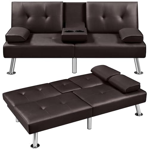 Yaheetech Adjustable Reversible Sofa Bed with Removable Armrests, Black