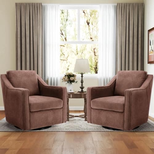 COLAMY Beige 360° Swivel Accent Chair with Track Arms
