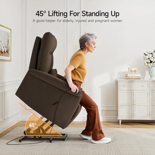 Electric Power Lift Recliner Chair for Elderly (Brown)