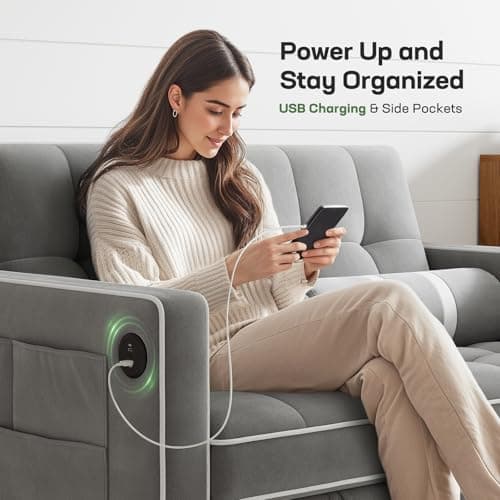 Marsail 3-in-1 Pull Out Sofa Bed with USB Charging & Storage