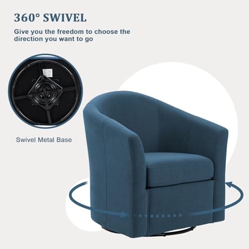 UIXE Blue 360° Swivel Accent Chair Set of 2