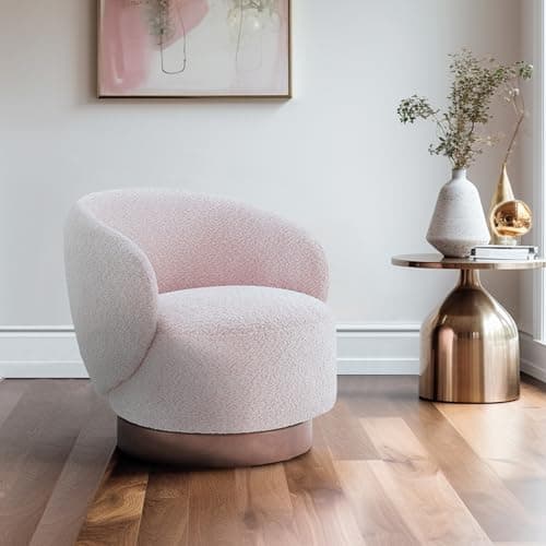 Cream Upholstered Swivel Armchair for Living Room & Bedroom