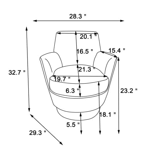 Brown PU Leather Swivel Barrel Chair for Comfort and Support
