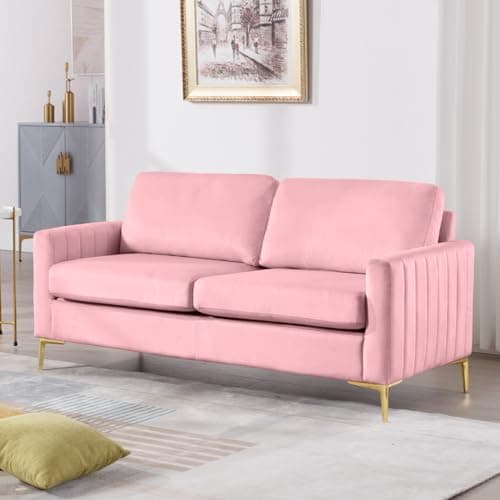 65 Velvet Love Seat Sofa, Mid Century Modern Small Couch for Living Room, Office, Bedroom, Apartment.