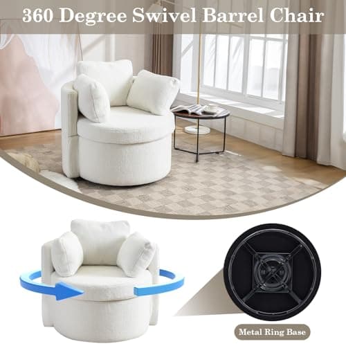 Swivel Barrel Chair with Storage Function for Nursery, Bedroom, Office, Lounge