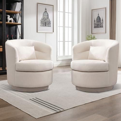 Modern Swivel Barrel Chair with Pillow for Living Room or Bedroom - Grey