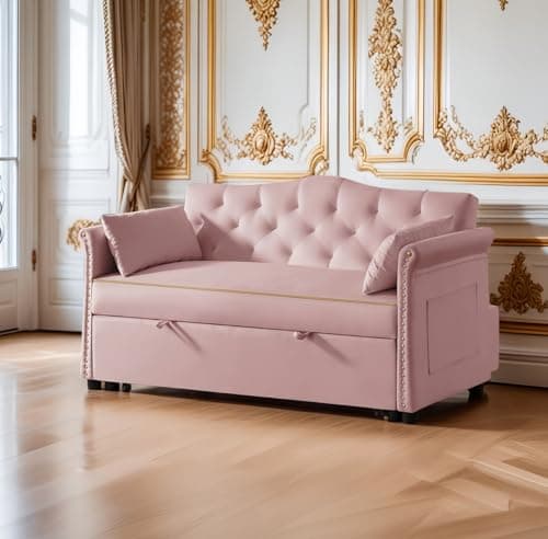 Beige Velvet Loveseat with Gold Legs, 55-inch Tufted Backrest Living Room Couch