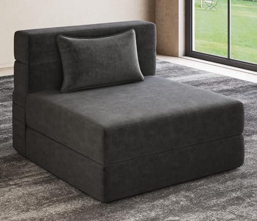 Folding Sofa Bed Queen for Travel and Guests, Off White