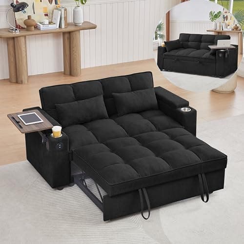 Modern Queen 3-in-1 Convertible Sleeper Couch Bed Velvet Daybed