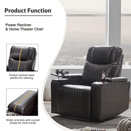 Merax Brown Electric Gaming Recliner Chair with USB Port and Ambient Lighting Home Theater Seating