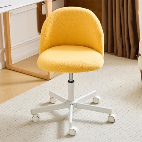 VINGLI Sunny Egg Yellow Rolled Task Chair, Armless Desk Chair with Lumbar Support