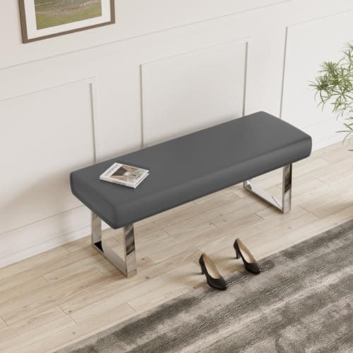 Indoor Corner Upholstered Bench with Metal Legs for Entryway and Living Room