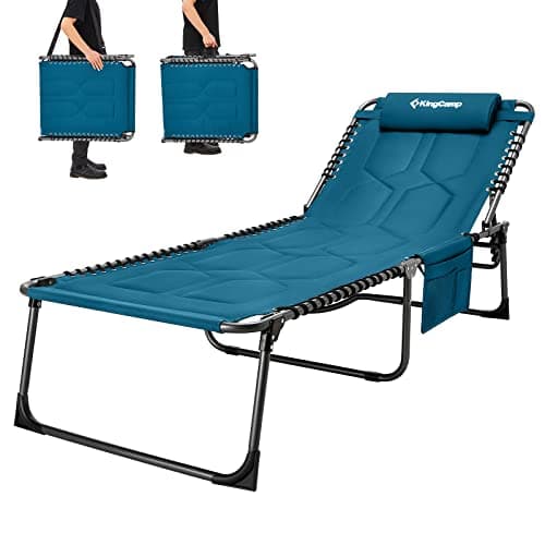 KingCamp Oversize Padded Folding Chaise Lounge Chair for Outdoor Use
