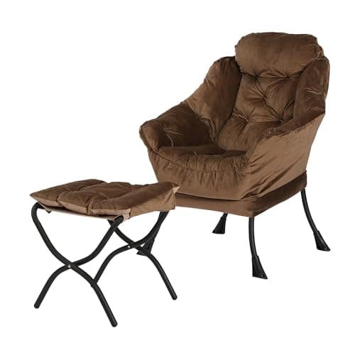 Dark Gray Contemporary Lounge Chair with Folding Ottoman