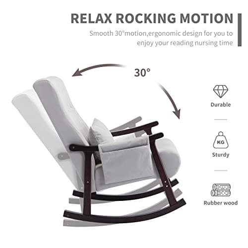 Light Gray High Back Rocking Chair for Nursery and Living Room