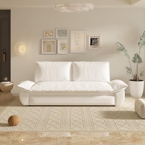 70.1" Queen Size 3-in-1 Convertible Futon Sofa Bed with Cushion Armrest, Modern Velvet Beige Couch for Living Room and S