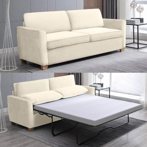 ZAFLY 77" Pull Out Sofa Bed, Memory Foam Mattress - Blue