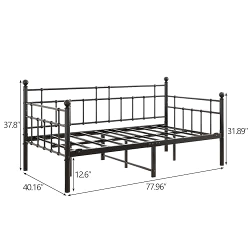 BOFENG Twin Size Noise-Free Metal Day Bed with Strong Steel Slats