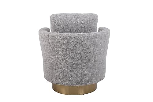 Gold Stainless Steel Base 360 Degree Swivel Chair, Teddy Grey Fabric (Living Room, Bedroom)