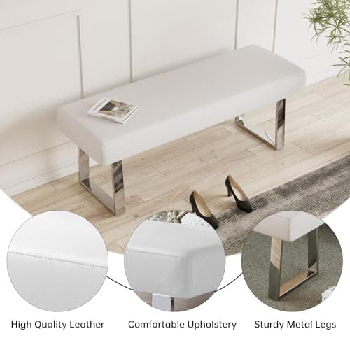 Indoor Corner Upholstered Bench with Metal Legs for Entryway and Living Room