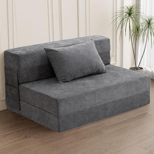 HOMFINE Folding Sofa Bed - Convertible Sleeper Chair, Gray