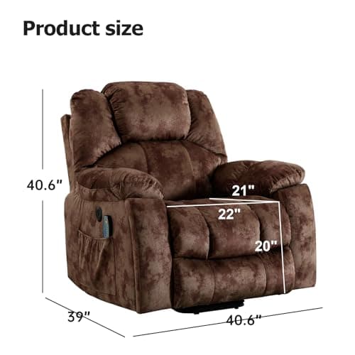 Phoenix Home Large Power Recliner with Massage & Heat, Brown