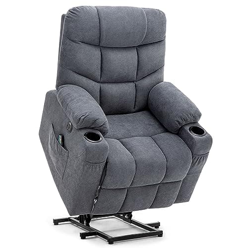 Power Lift Recliner with Massage for Elderly, Blue Grey