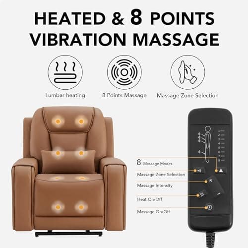 CHITA Electric Massage Lift Recliner Chair with Heat, Large Leather Sofa