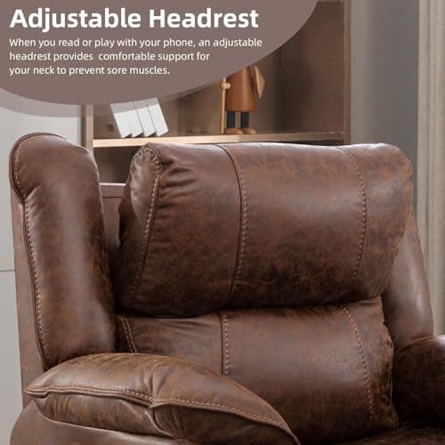 CANMOV Electric Recliner Chair with Massage and Heat, Brown