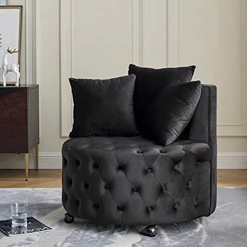Modern Swivel Chair for Nursery, Living Room, Office, Bedroom - Black
