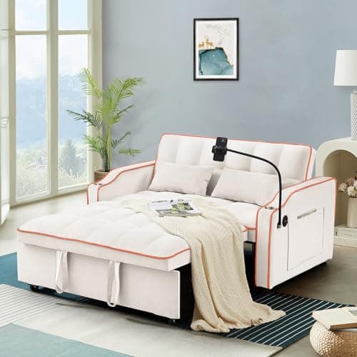 Modern Black Velvet 3-in-1 Sleeper Sofa Bed with USB Ports & Adjustable Backrest