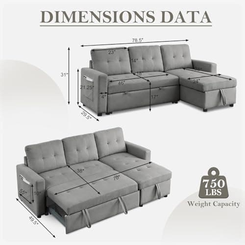 Modern Modular Sectional Sofa with Reversible Chaise, Convertible 3-Seat Couch, Comfy Upholstery in Grey