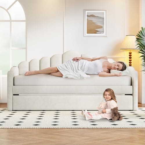 Velvet Daybed with Trundle and USB Charging Ports