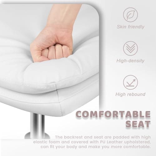 Lemberi PU Leather Armless Office Chair, Criss Cross Legs, Swivel, 120° Rocking, Mid Back, Small Space